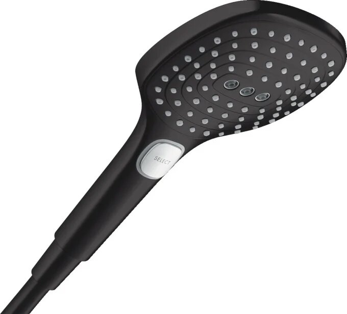 Душевая лейка Hansgrohe Raindance Select E 120 3jet 26520670 3 режима, лейка для душа, черная, матовая, квадратная