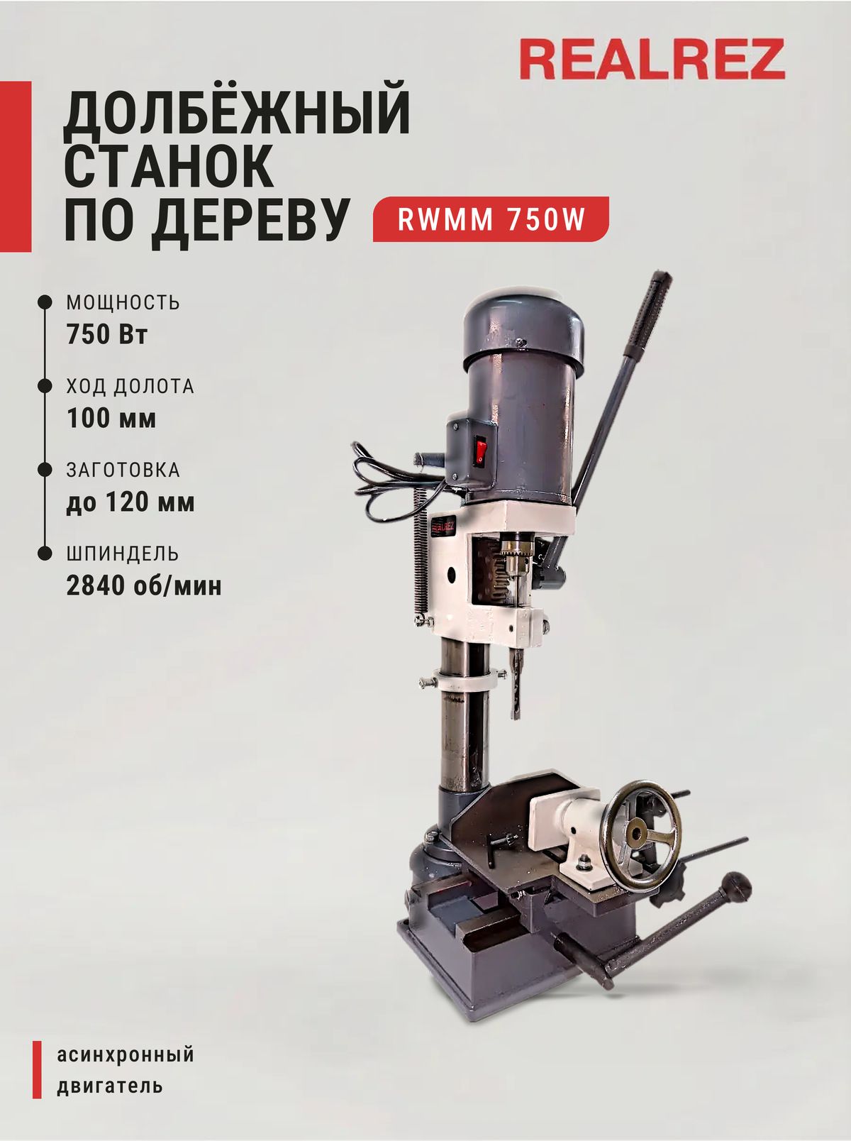 Долбежный станок по дереву REALREZ RWMM 750W