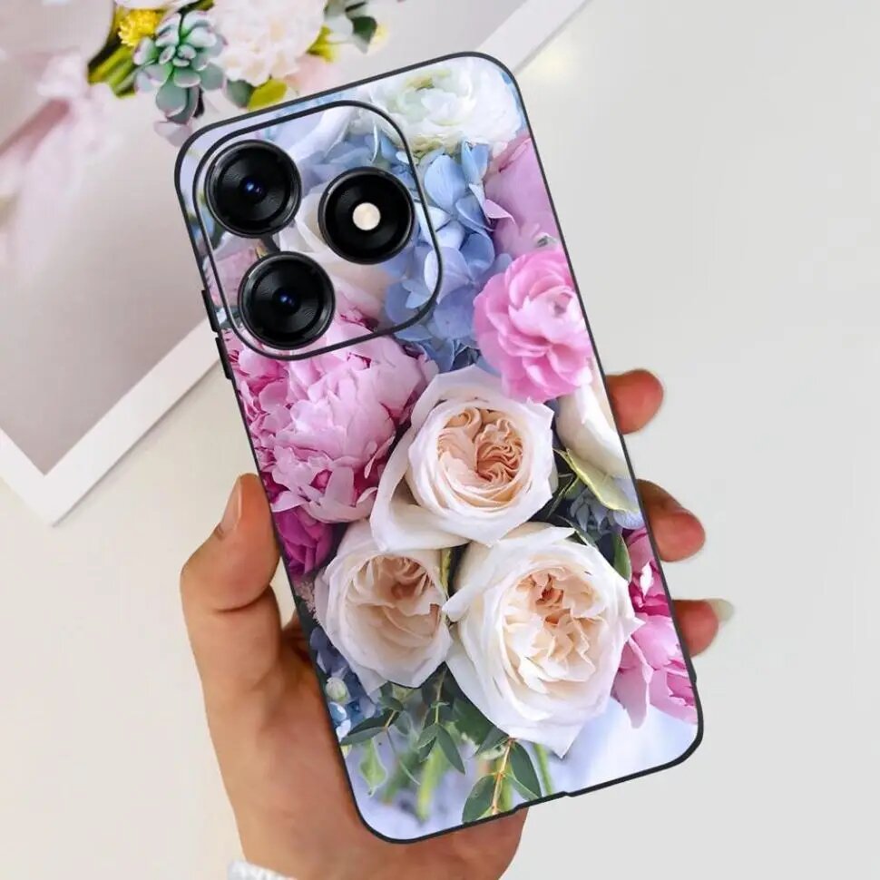 Чехол для Tecno Spark 20, модный мягкий силиконовый чехол с росписью для Tecno Spark 20, задняя крышка с цветочным рисунком и рисунком