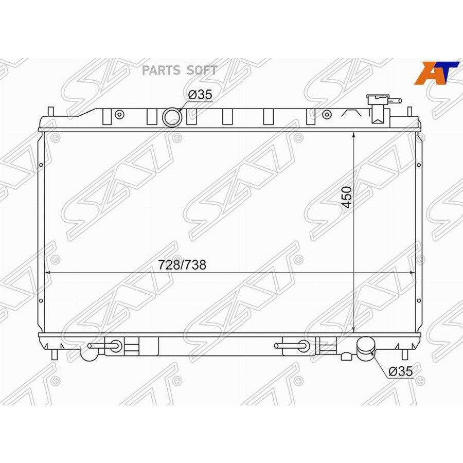 Радиатор Nissan Murano 02-08 / Presage 03-09 от официального дистрибьютора, SAT, артикул NS00077V6
