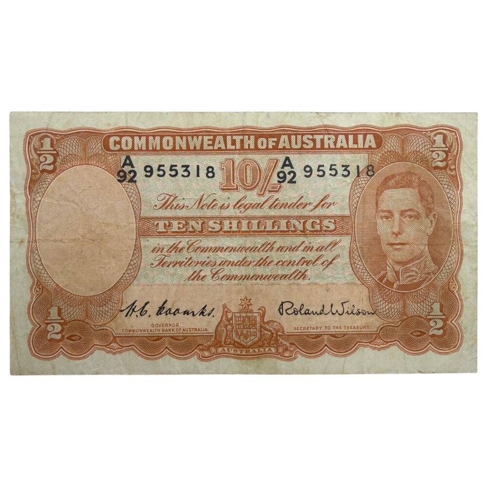 Австралия 10 шиллингов 1951-1952 гг. (Подпись H.C. Coombs, R. Wilson) (Серия A-92)