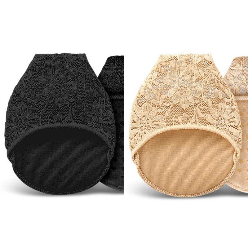 Сексуальные кружевные носки с силиконовой подошвой Черный, 2 Pairs, Lace Black and Skin