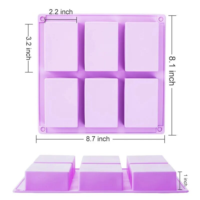 Формы для мыла фиолетовые CHOOFUN, 6 ячеек, 8.1x8.7x3.2 inch