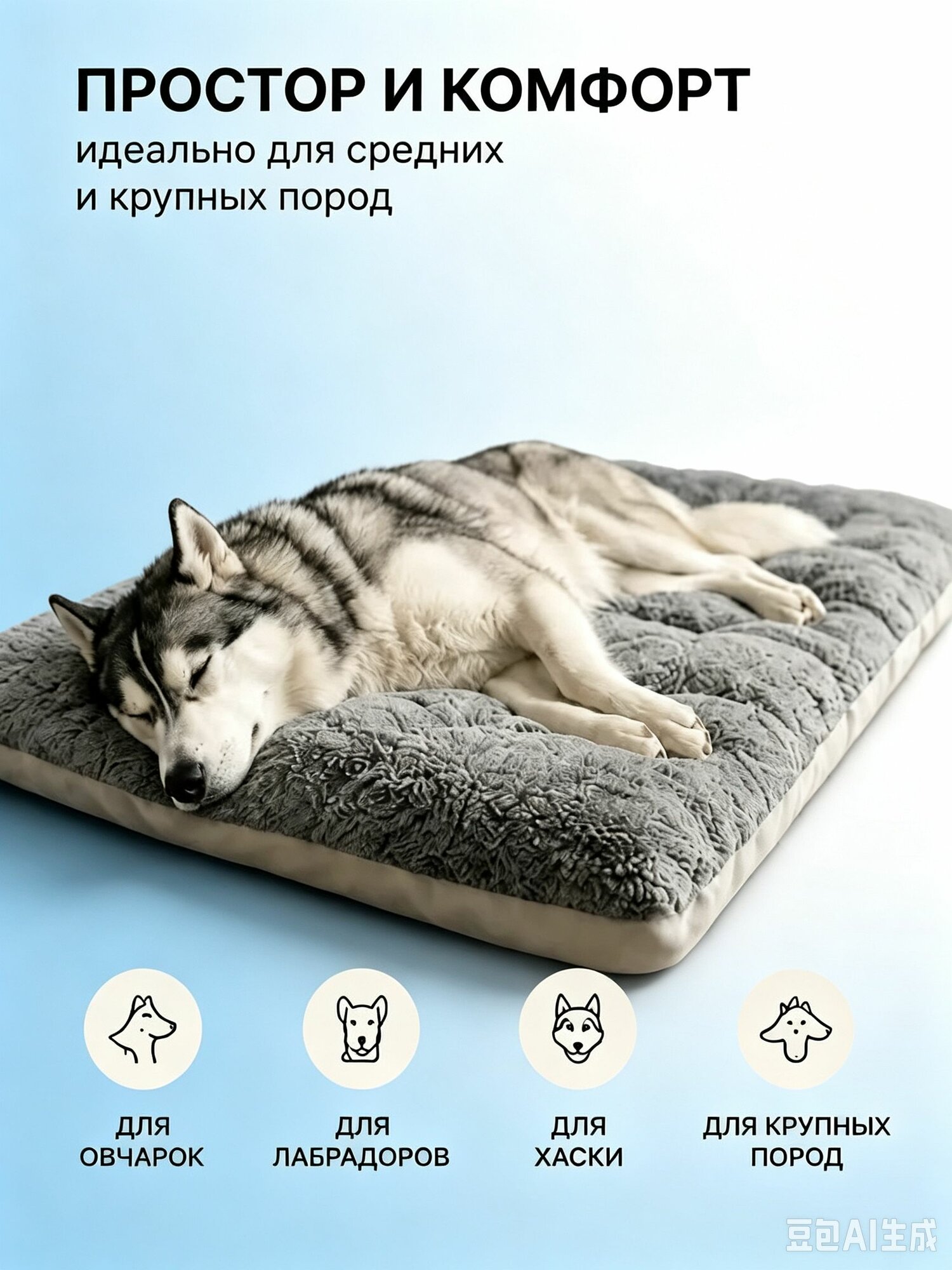 Зимняя лежанка для собак 90х60 см, мягкая утепленная флисовая подстилка, комфортная лежанка для средних и крупных пород
