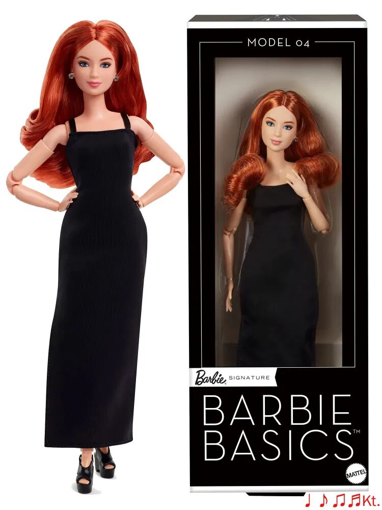 Кукла Barbie Signature Basics Model 04 с длинным черным платьем и подвижным телом