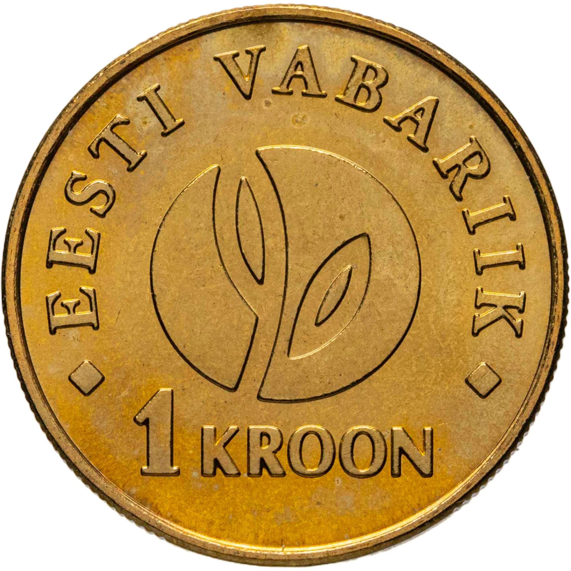 Эстония 1 крона kroon 2008 "90 лет Эстонской республике", Латунь, в сохранности AU-UNC
