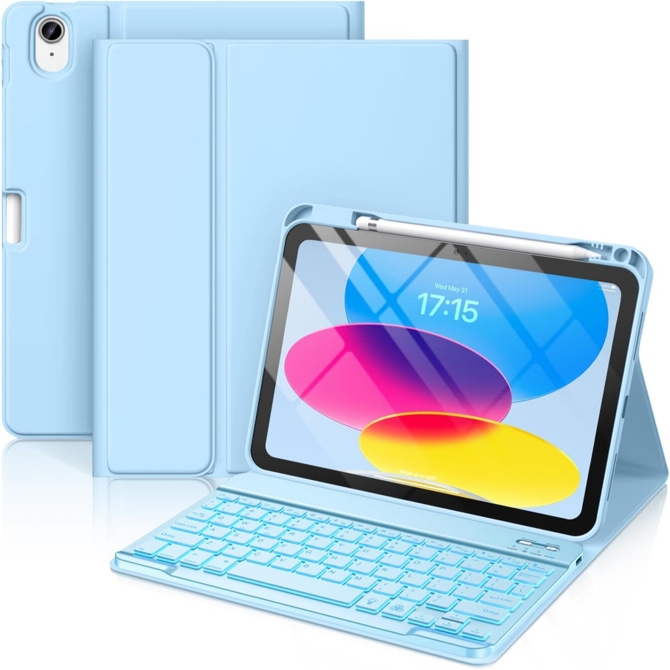 Защитный Чехол с Подсветкой и Bluetooth Клавиатурой и Слотом для Ручки для iPad Air 11 M4 M3 M2 Air4 Air5