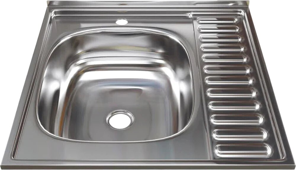Мойка кухонная Mixline 527967 металлическая, 60x60, мойка для кухни, квадратная, с крылом, российская