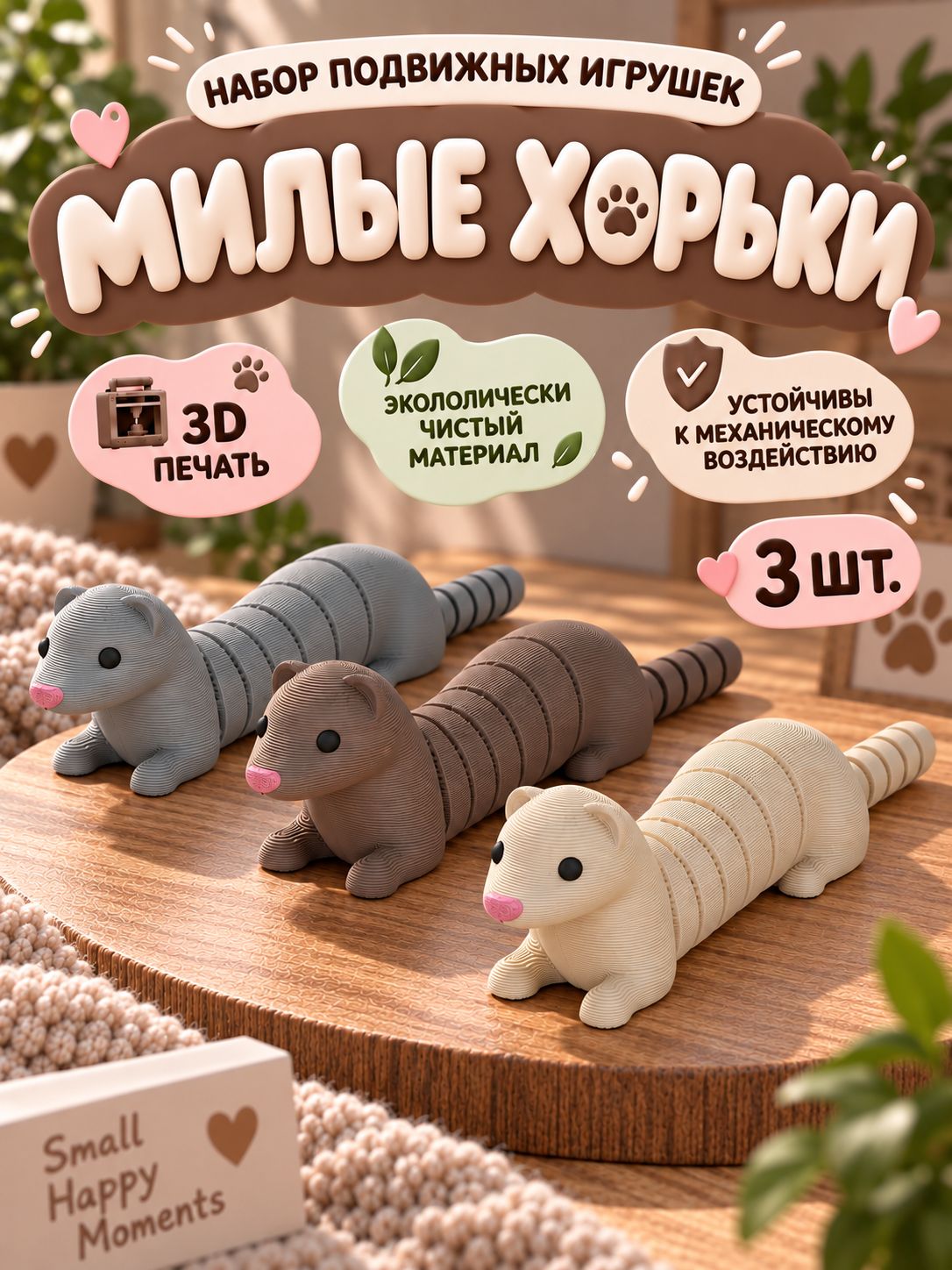 Фигурки подвижные набор игрушек фигурка Хорек