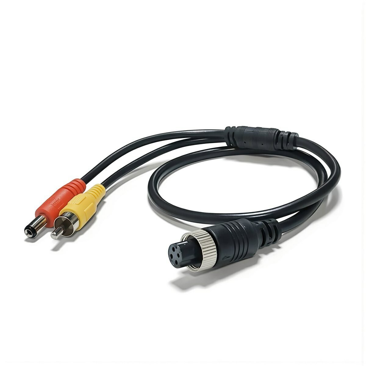 Автомобильный разветвительный кабель RCA DC 35 см, прочная изоляция из ПВХ для передачи аудио сигнала без помех от наружных источников, Авиационный самка/RCA самец + DC самец