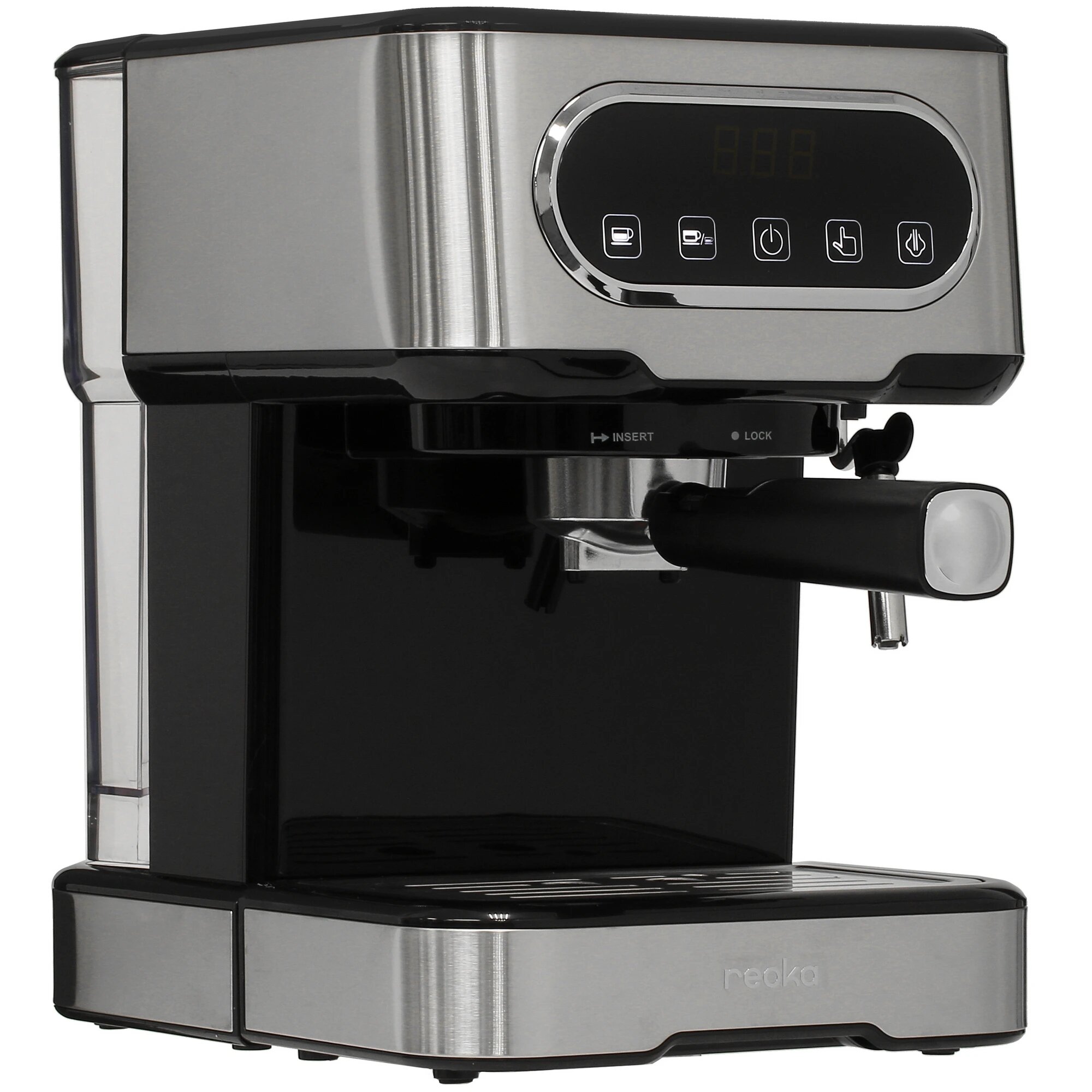 Кофеварка рожковая Reoka RKEM-400, серебристого цвета, 15 бар