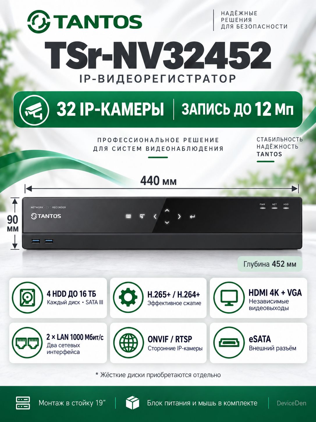Tantos TSr-NV32452 - IP-видеорегистратор, 32 канала