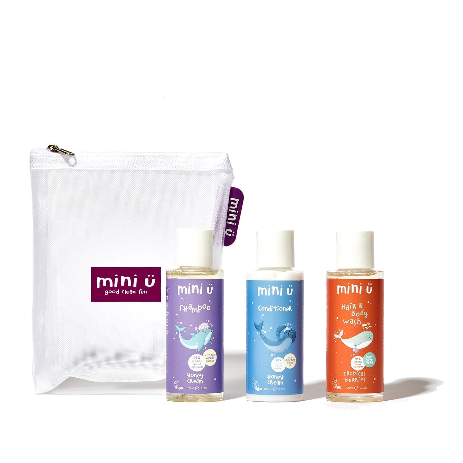Средство для душа Mini U Travel Set, дорожный набор косметики для детей с косметичкой, 100 мл