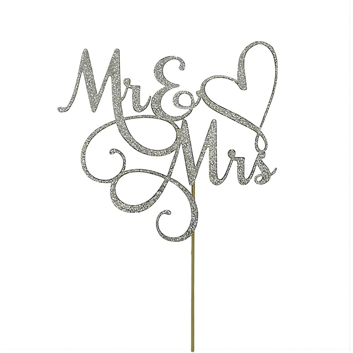 Топпер для свадебного торта с надписью Mr&Mrs серебристый блестящий для украшения праздничного стола на свадьбу помолвку годовщину