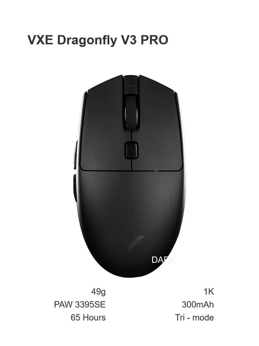 VXE Игровая мышь беспроводная Dragonfly V3 PRO, черный