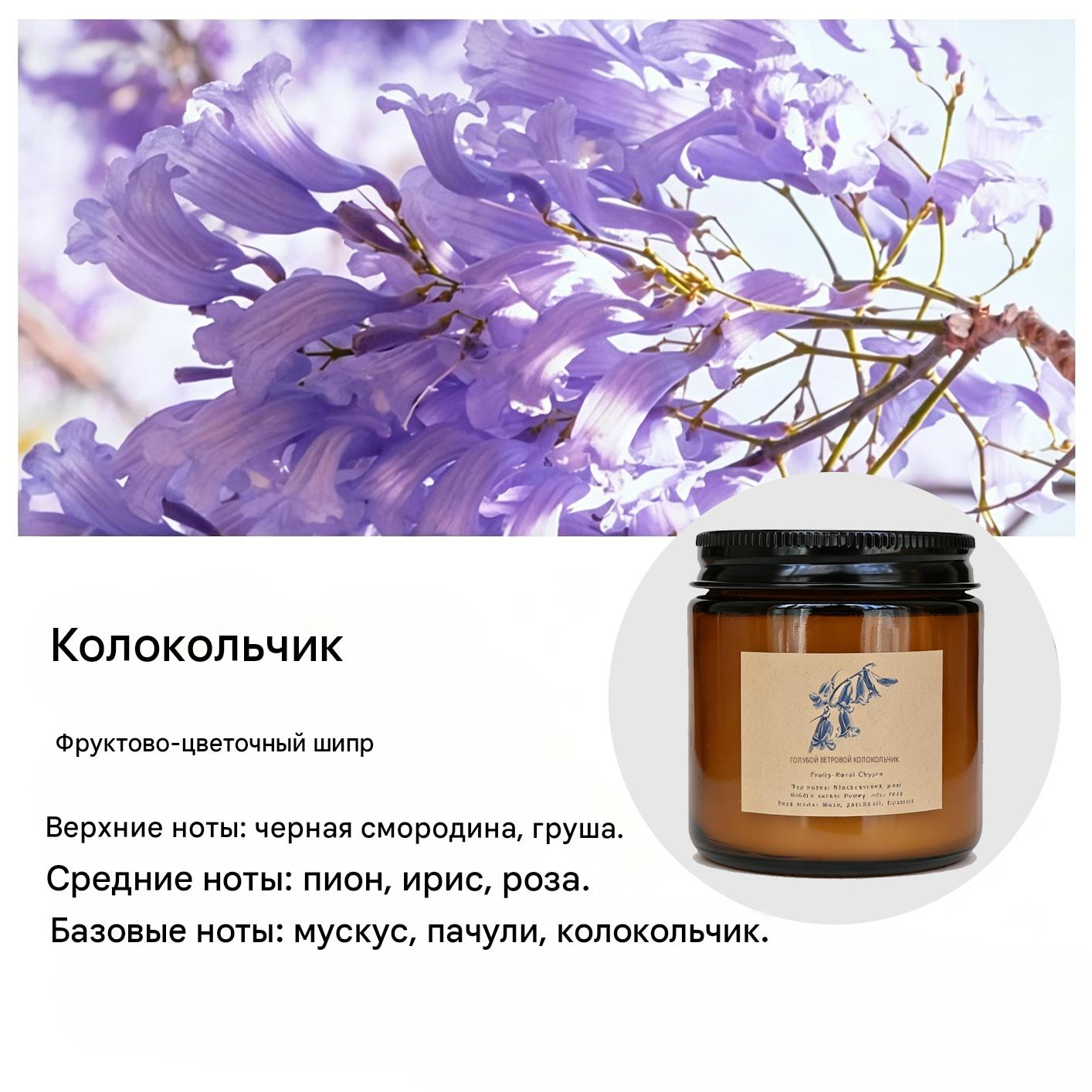 Аромасвечи «Голубой колокольчик» ручной работы, набор из 3 свечей, горение 30 часов