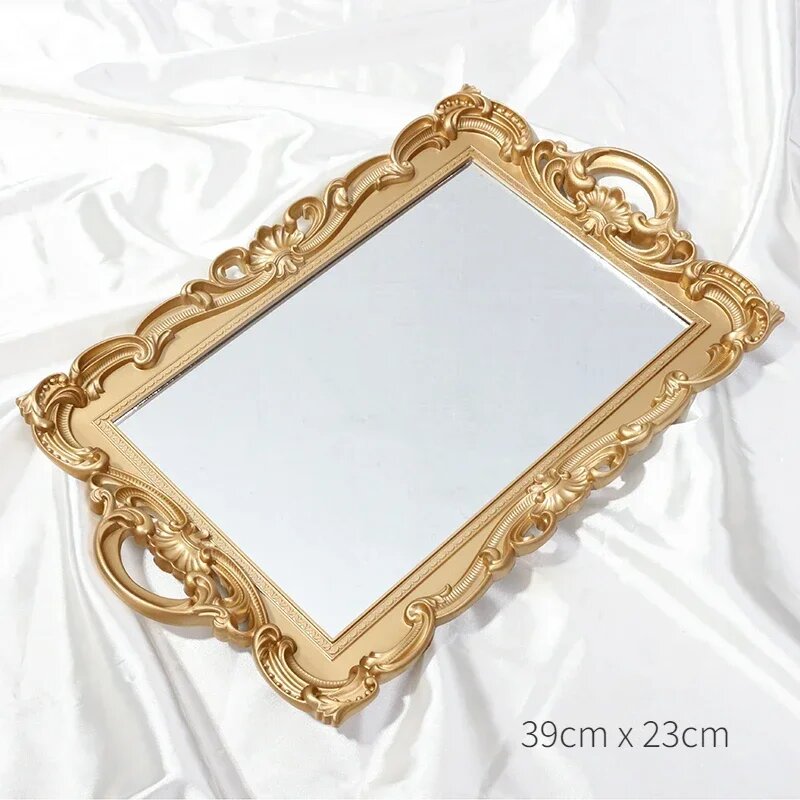 Лаззи хаус пластиковый зеркальный лоток Gold rectangle