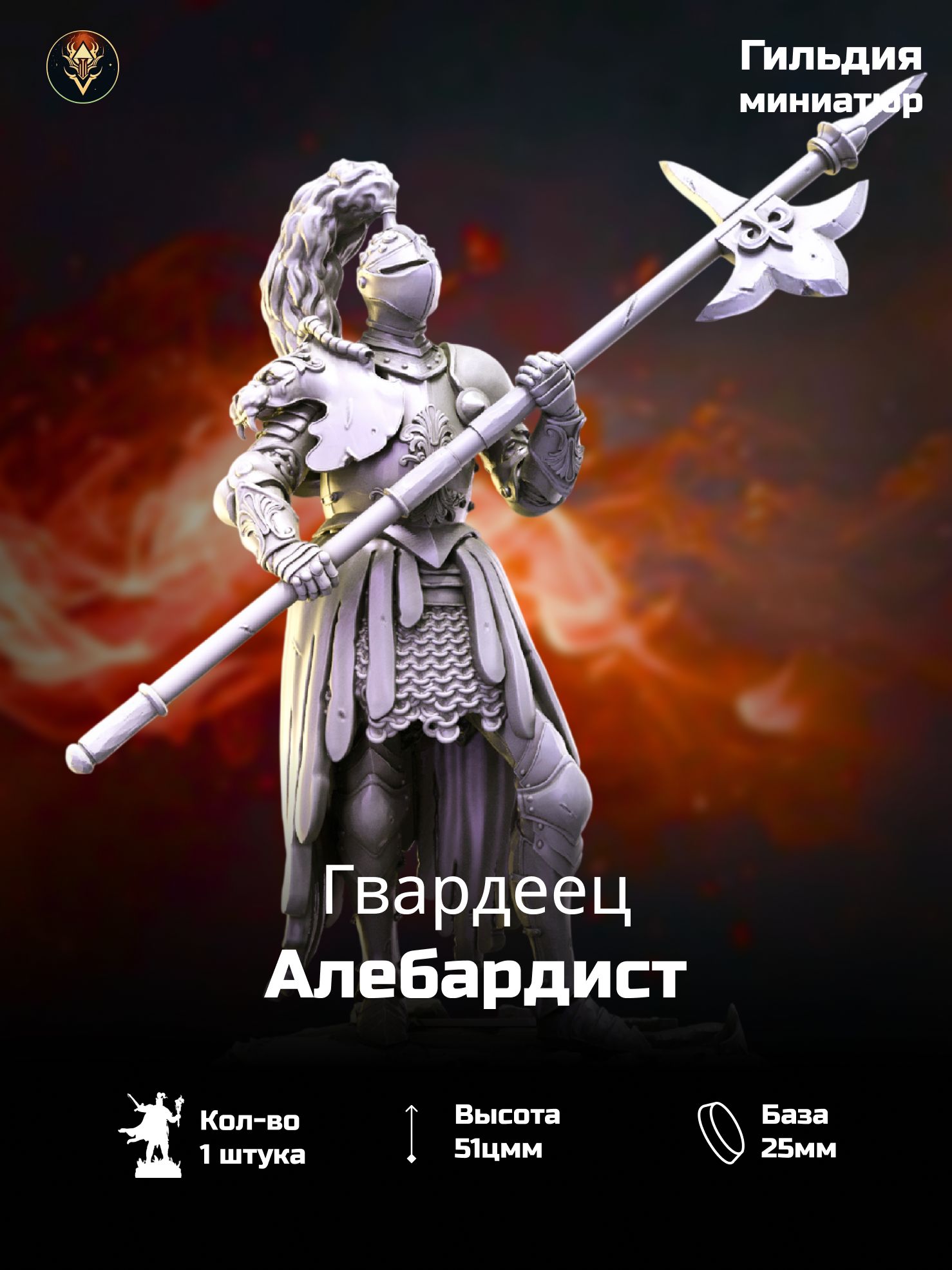 Гвардеец Лорда, Паладин, Рыцарь, Воин, Миниатюра Днд, Dnd, Pathfinder - 1