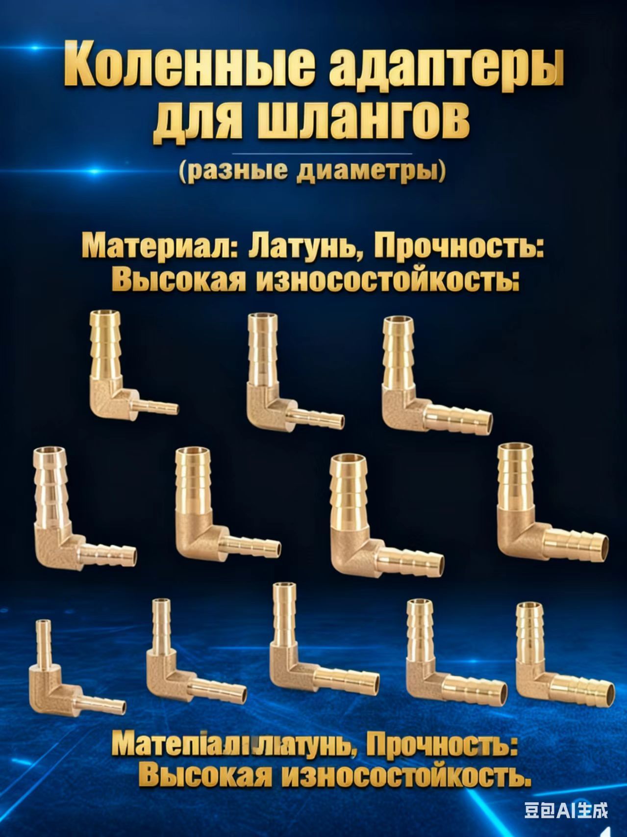 Латунный коленный фитинг, подходит для шлангов 14 мм и 8 мм