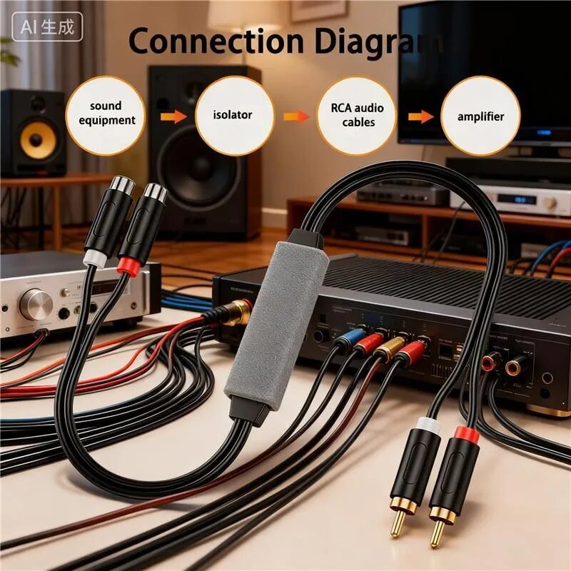 AV100C для RCA аудиоизолятора общий фильтр помех заземления