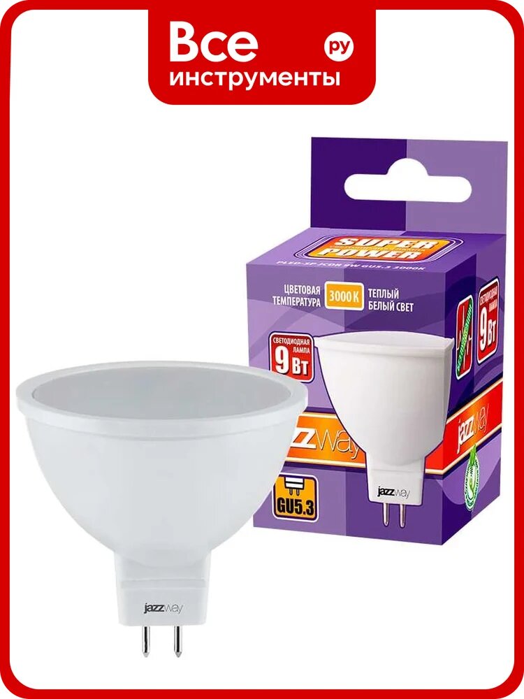 Светодиодная лампа Jazzway PLED-SP 9Вт JCDR MR16 3000К теплый белый GU5.3 720лм 230В/50Гц 2859754A