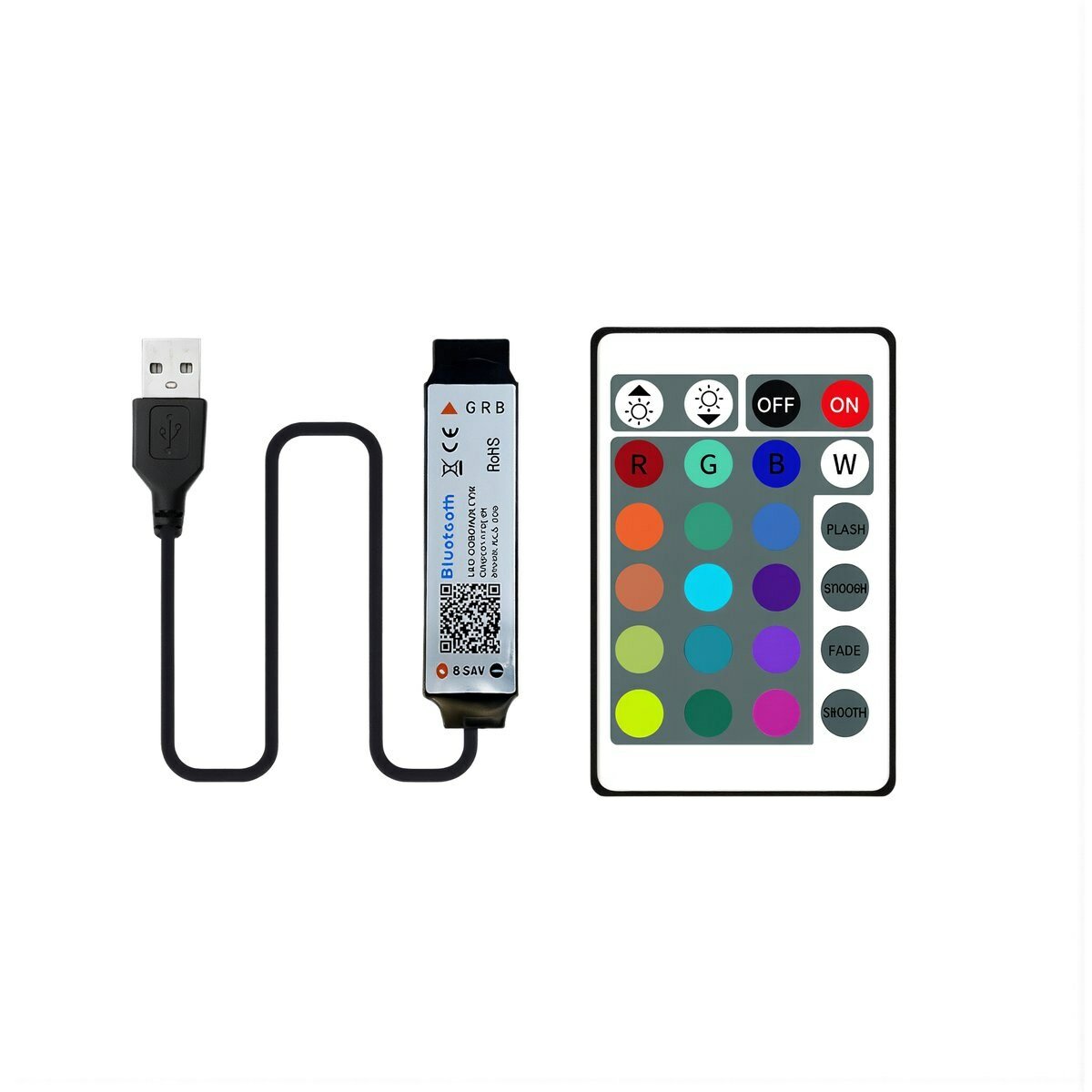 Контроллер 5 В USB Bluetooth для RGB светодиодной ленты регулировка всех оттенков через приложение смартфон, USB Bluetooth контроллер с пультом управления