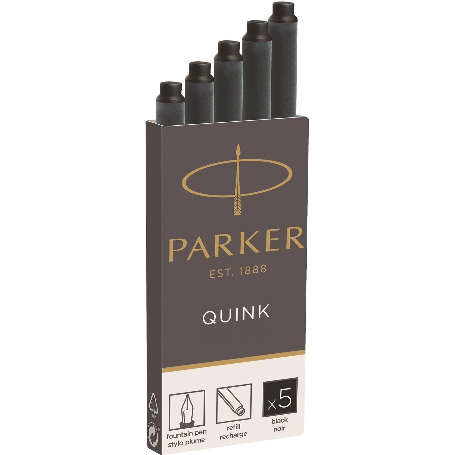 Parker Картриджи чернильные для перьевой ручки Parker черные (5 штук в упаковке, артикул производителя 1950382)