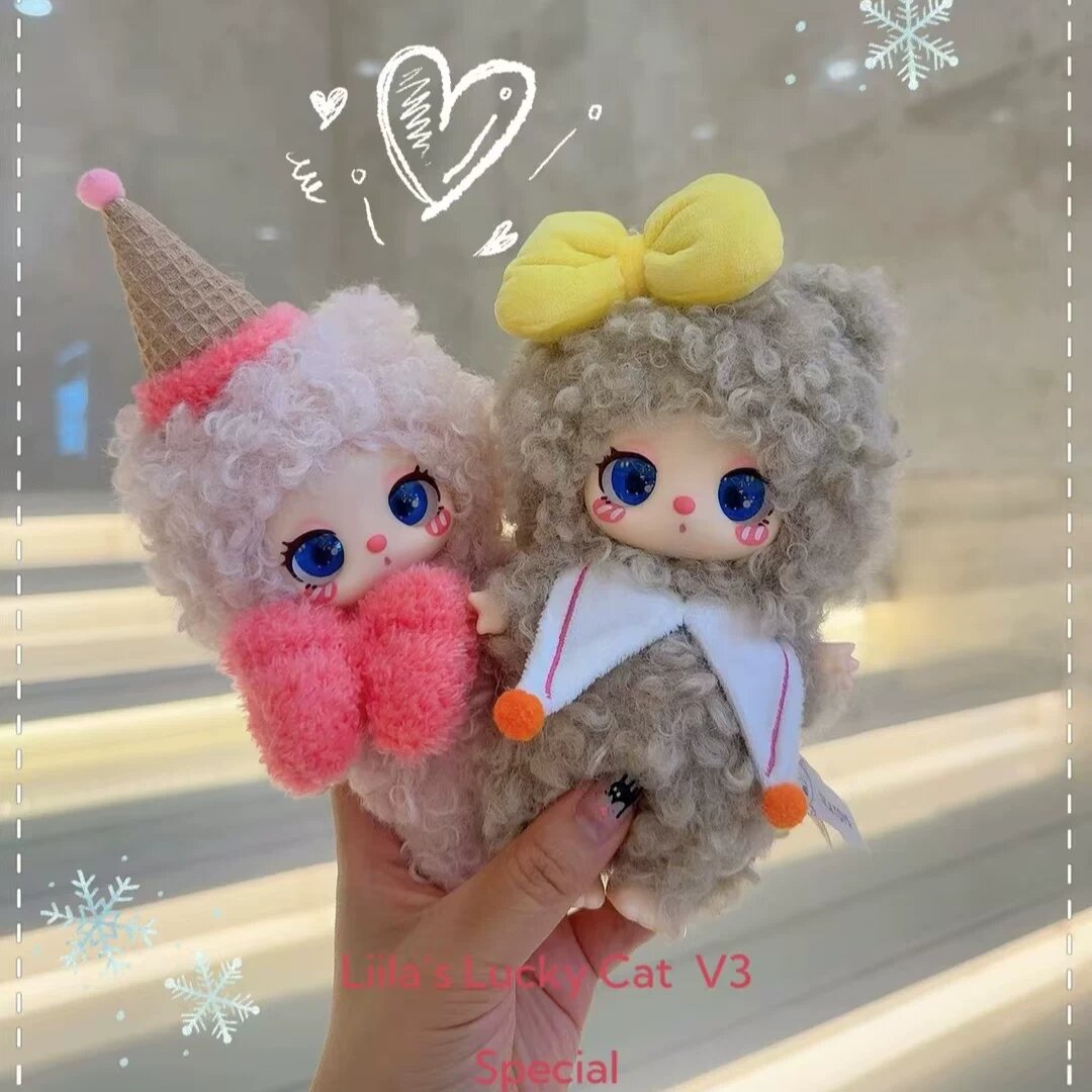 Liila's Lucky Cat V3 Плюшевый слепой бокс-игрушка, пара висящих карточек, нераспечатанный набор, подлинный складской