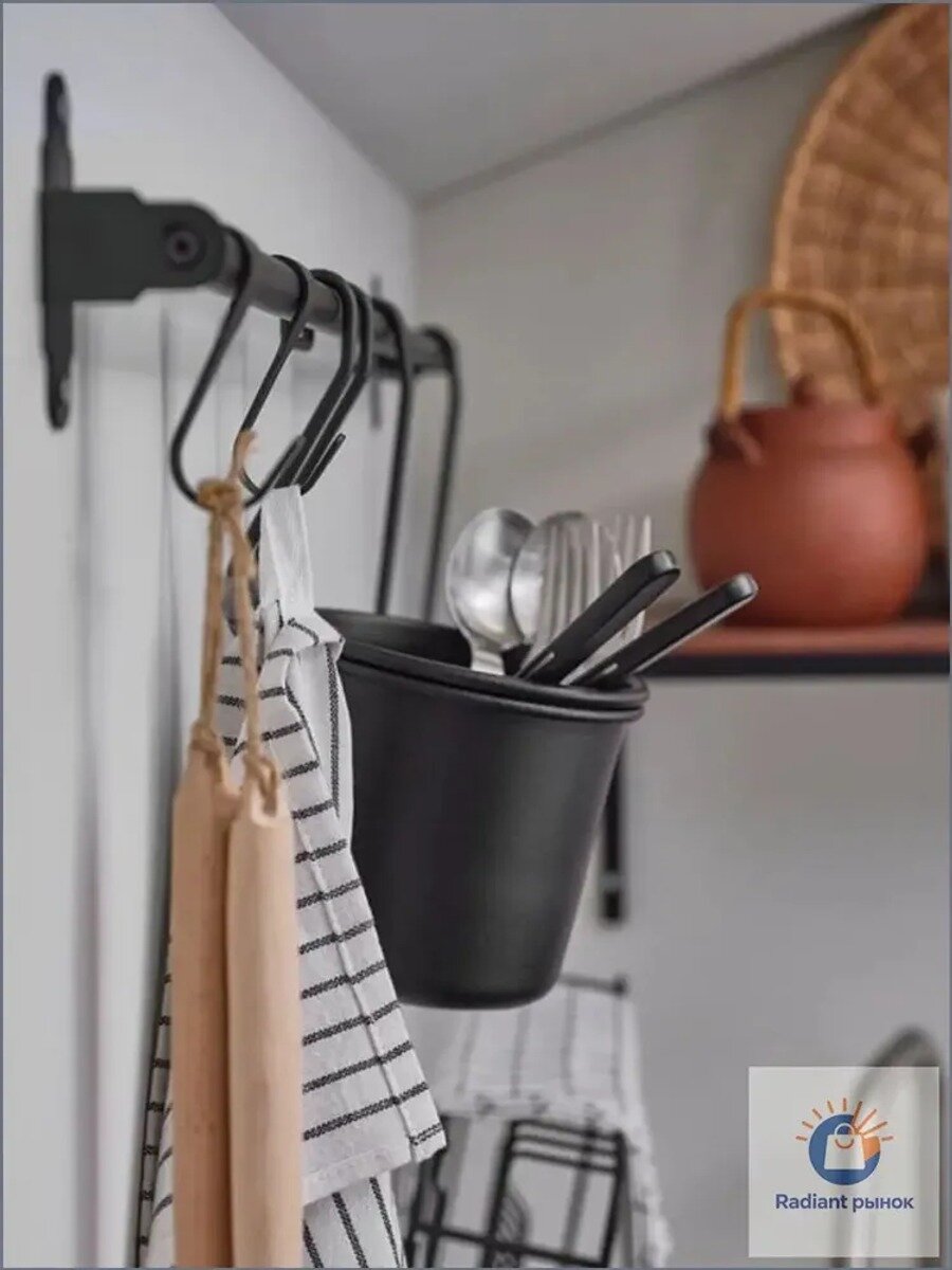 Настенный рейлинг IKEA Hultarp для кухни и ванной, 60 см, черный, 1 шт.