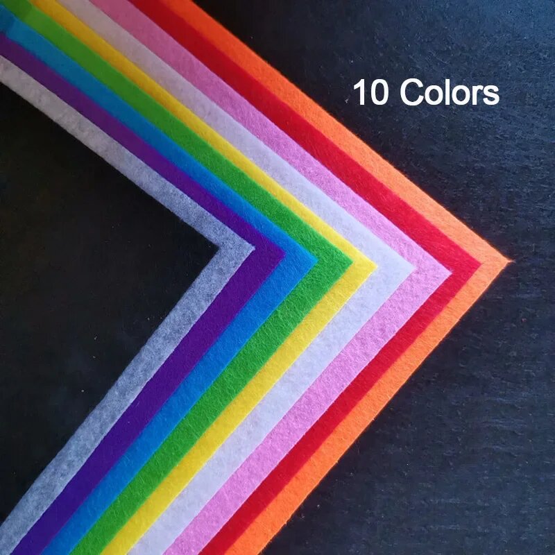 Фетр 10x10 см, 10 цветов