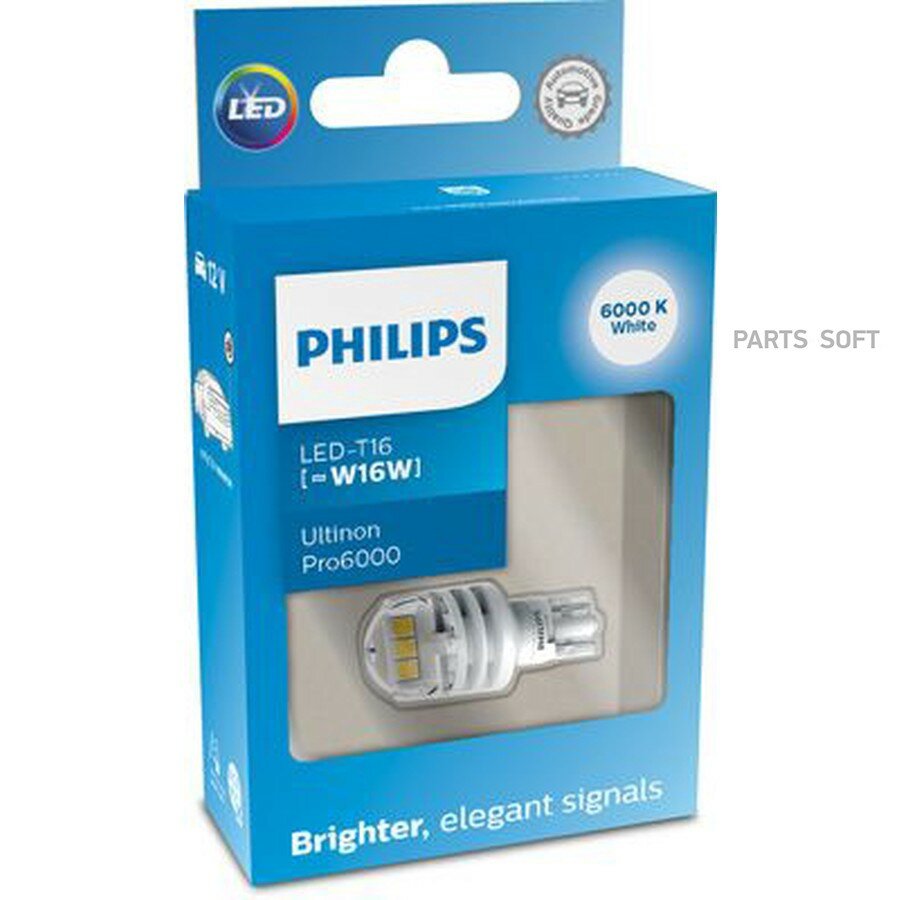 A/лампа Philips W16W LED white 11067 CU60 12V X1 от официального дистрибьютора, PHILIPS, артикул 11067CU60X1