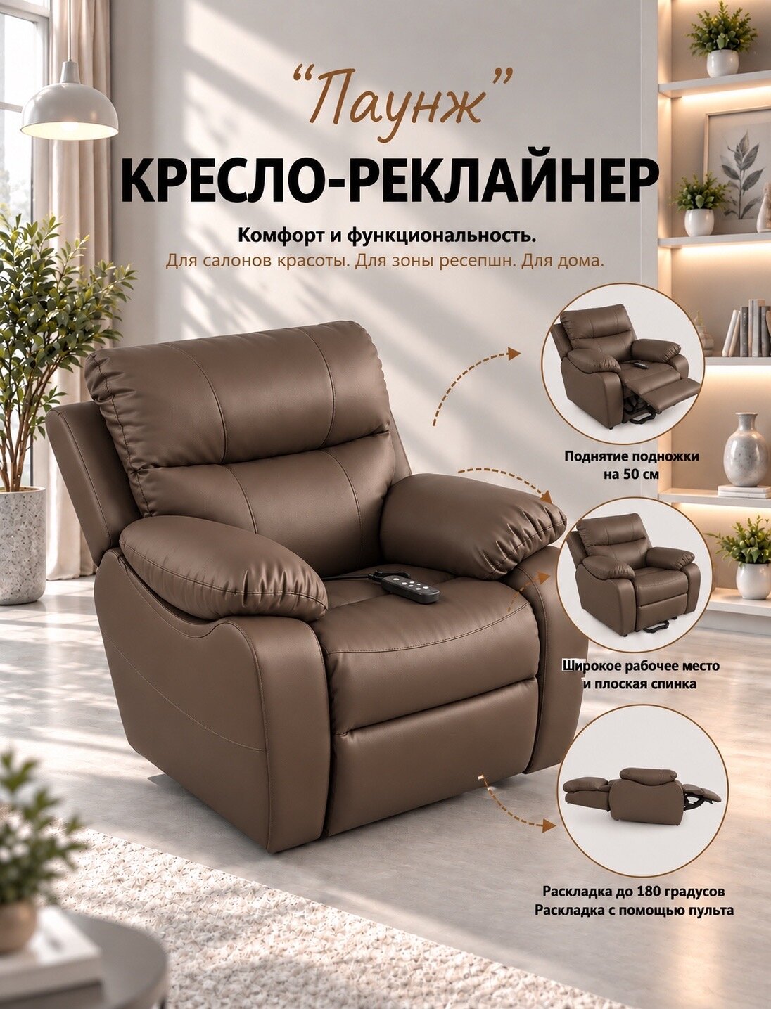 Кресло-реклайнер электрическое для лешмейкера для педикюра для дома
