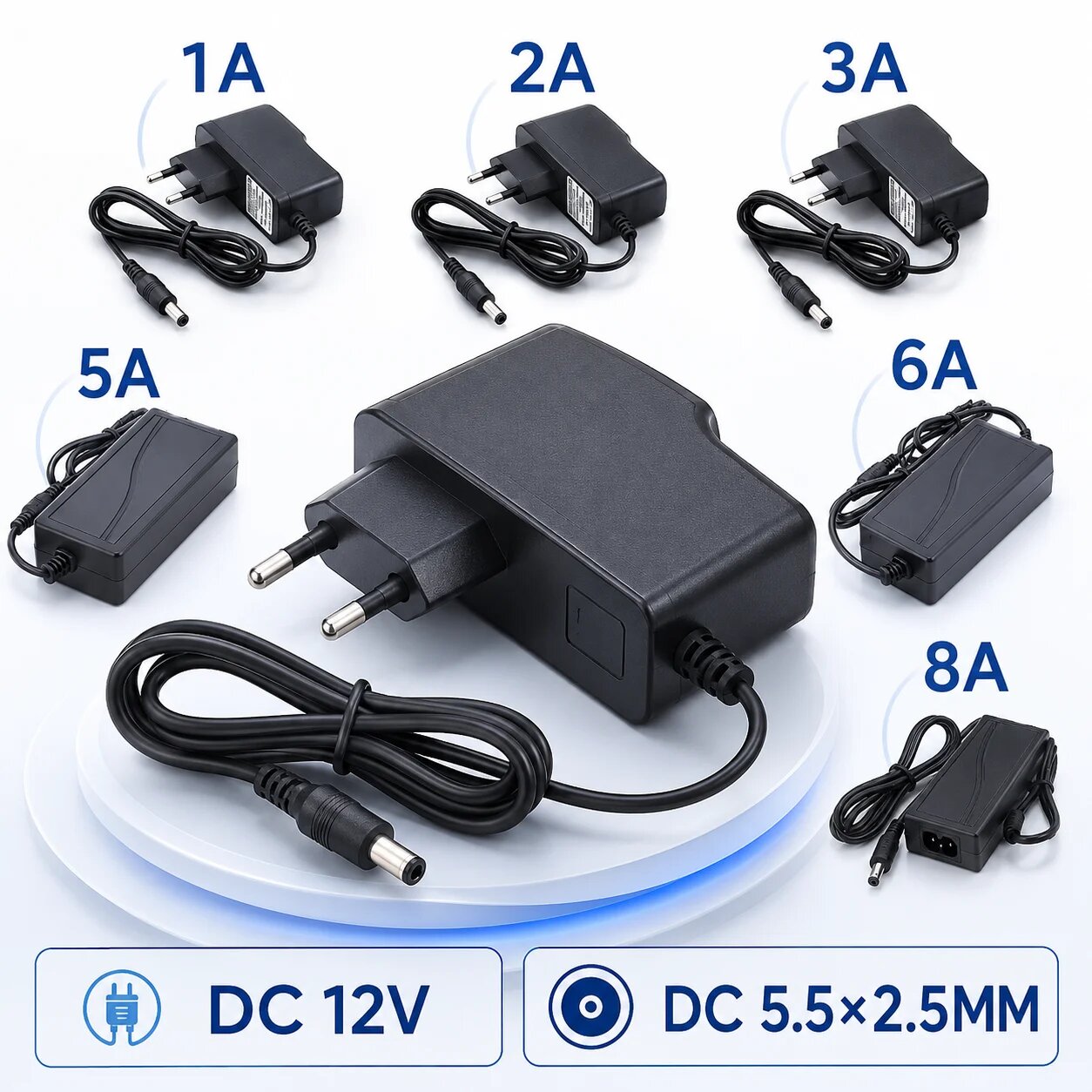 Трансформатор питания GBKOF 12В DC 1-8А для LED лент 3А, EU Plug