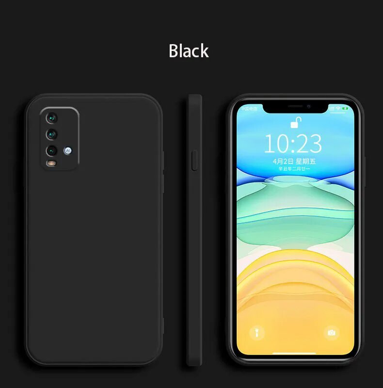 Чехол для Xiaomi Redmi 9T, противоударный чехол из жидкого силикона для Redmi 9T. Черный, Black