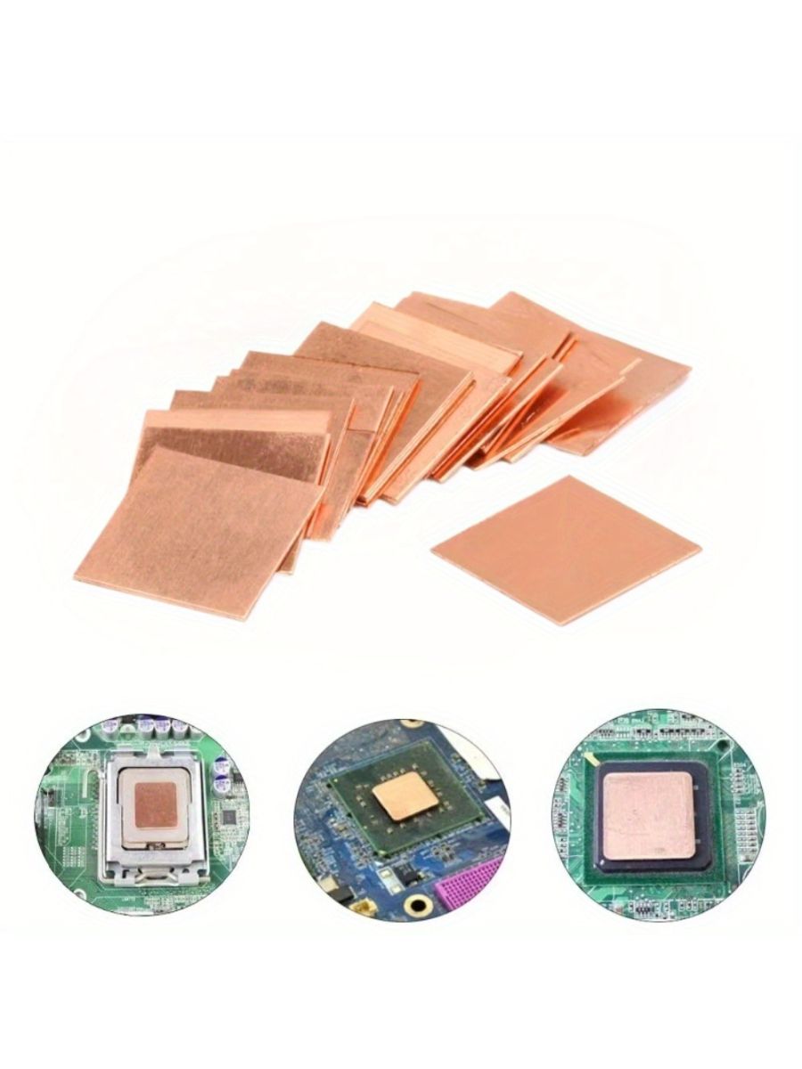 5 шт. Теплоотводящая медная пластина 15x15x1,5 мм для охлаждения CPU, GPU, чипсета и микросхем ноутбука