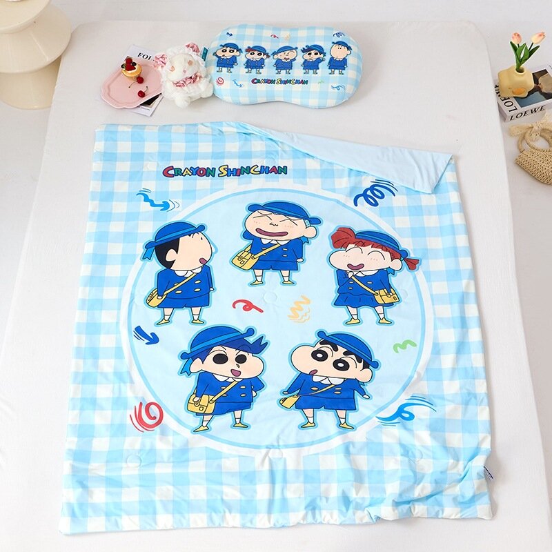 Официальный комплект постельного белья Sanrio Crayon Shin-chan Blue Plaid, покрывало 120x150 см + подуш