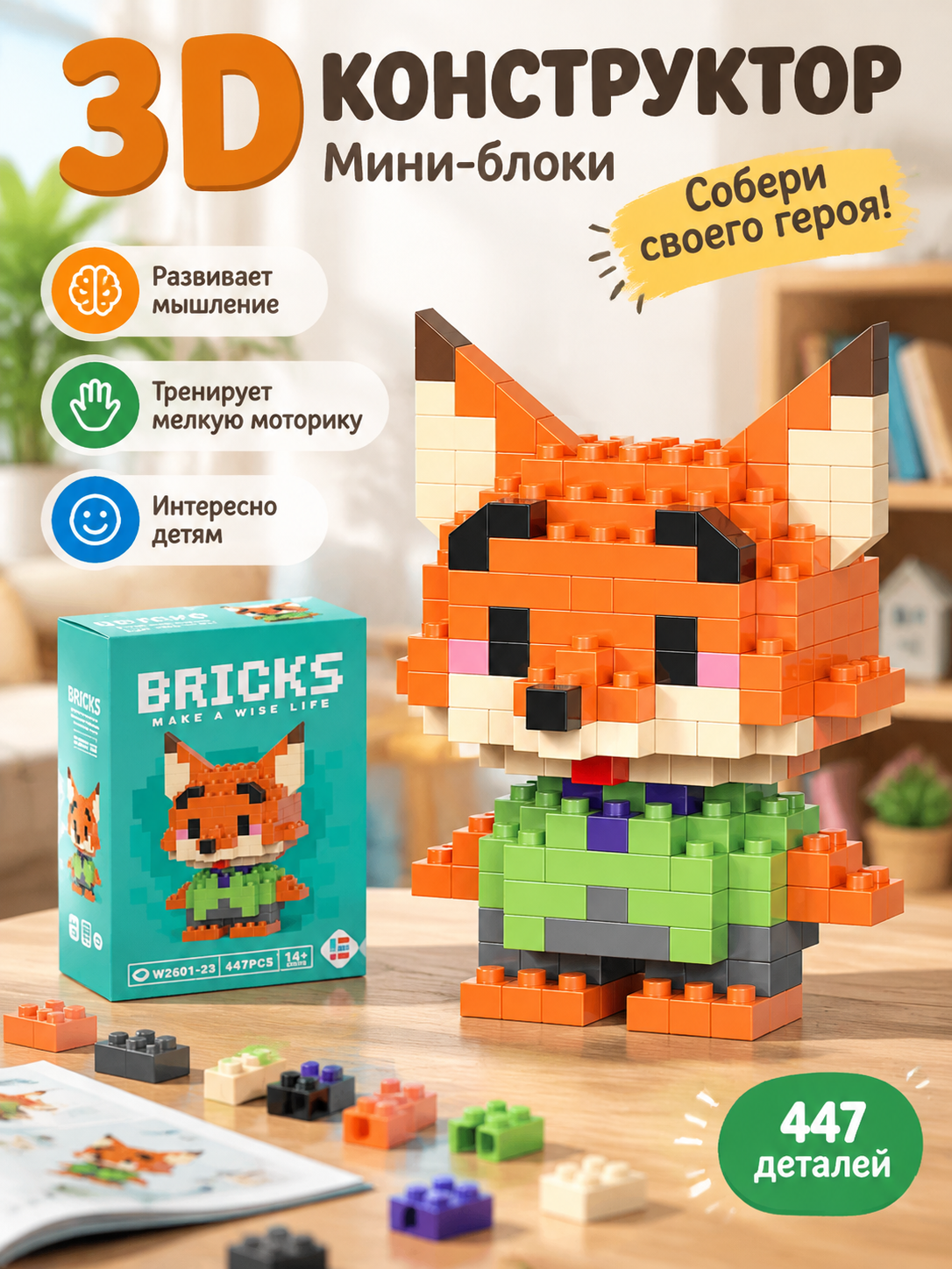 3D конструктор, мини - блоки, 3Д модель Дисней, Детские развивающие игрушки