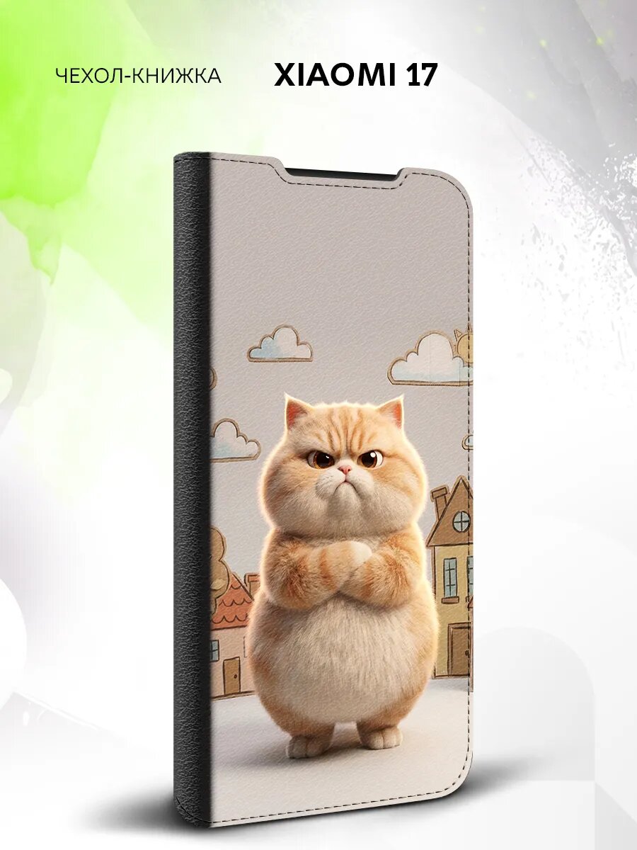 Чехол книжка на Xiaomi 17, Сяоми 17, противоударный, эко-кожа и с принтом