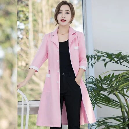 Однотонное медицинское платье из хлопка и полиэстера Medical uniform Розовый, L, Pink