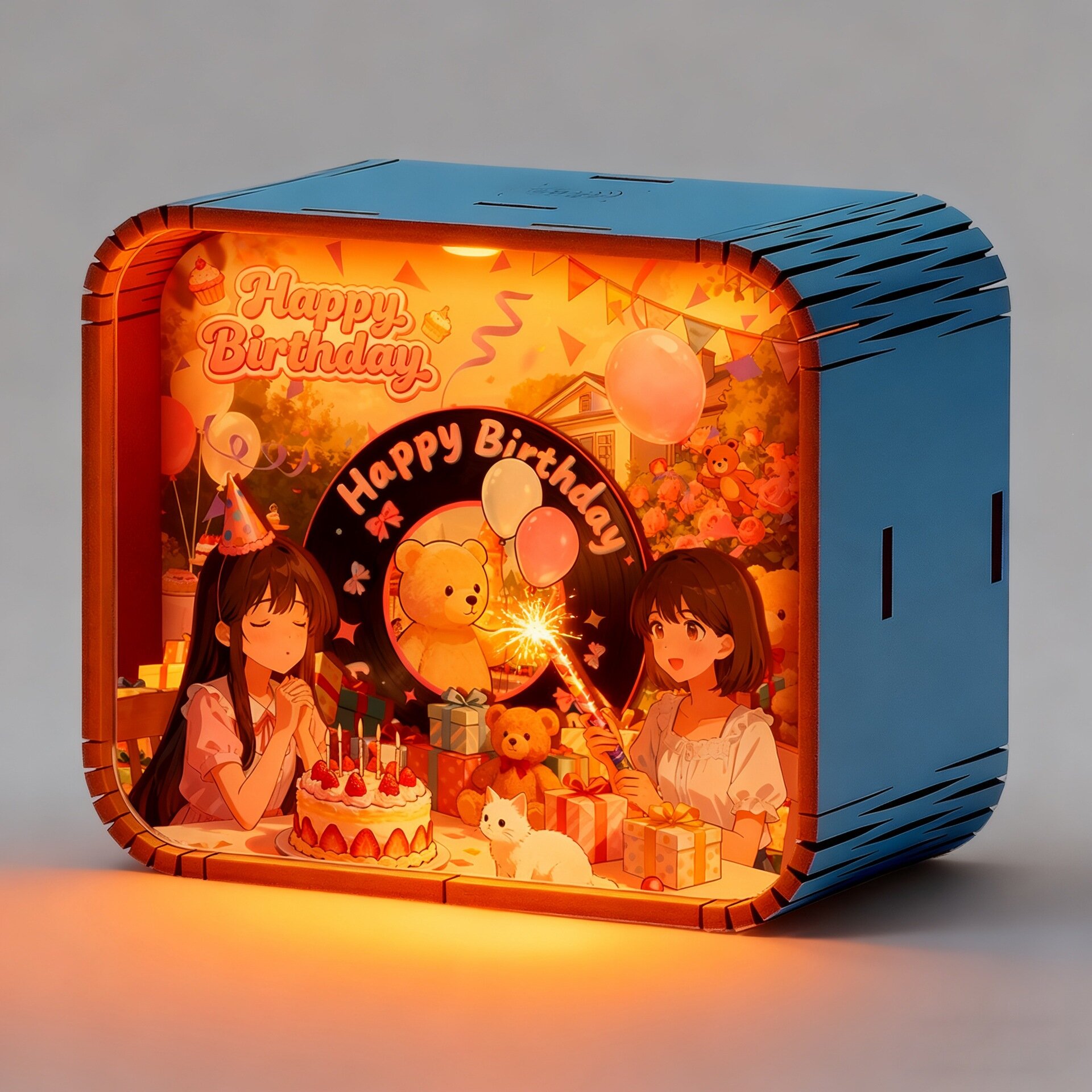 Деревянная музыкальная шкатулка с LED подсветкой, подарок на день рождения, 88-клавишная пианино, креативный декор
