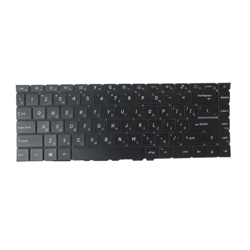 Серо-черная клавиатура с подсветкой для ноутбука для MSI Modern 15 A10 10M A10RAS A10RBS с маленькой кнопкой Ctrl (без рамки), российская (RU), новая.