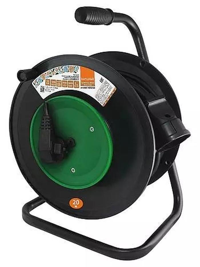 Удлинитель на катушке ПВС 2х0.75, 20м, 1300Вт, TDM SQ1307-0401