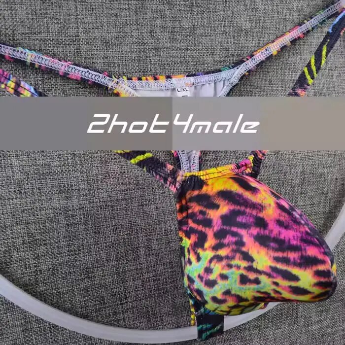 Мужские стринги с контурным мешочком M, Leopard 3