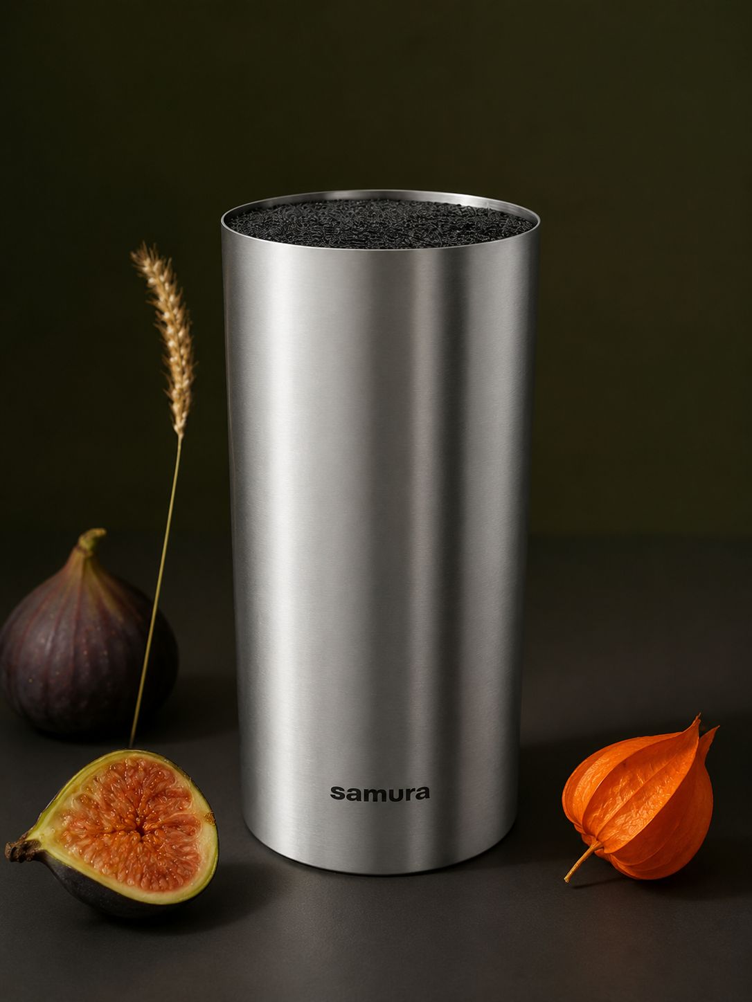 Подставка для ножей кухонных с наполнителем Samura Bamboo 220мм (хром) KBA-100