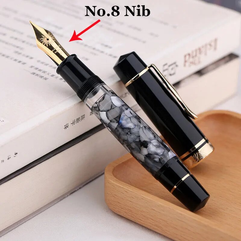 MAJOHN P139 перьевая ручка из смолы M(0.7mm) No Box, No.8 Nib Black Rock