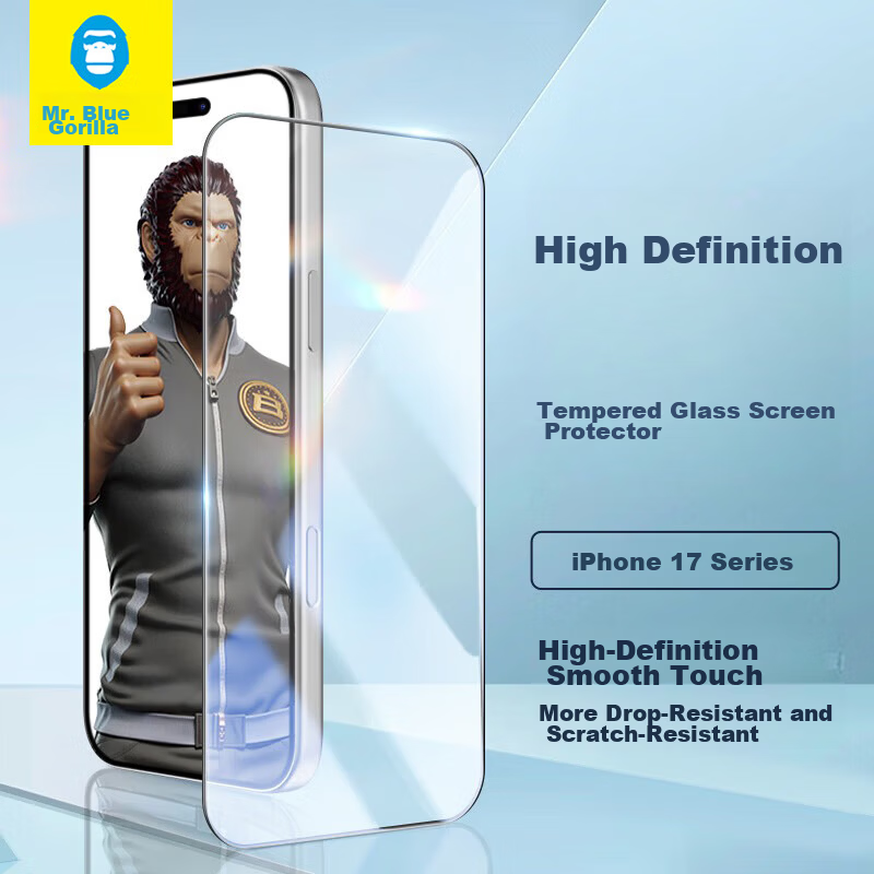 Mr. Blue Gorilla Закаленное стекло для экрана iPhone 17 Pro Max и 16 Pro Max - HD высокая прозрачность ударо- и