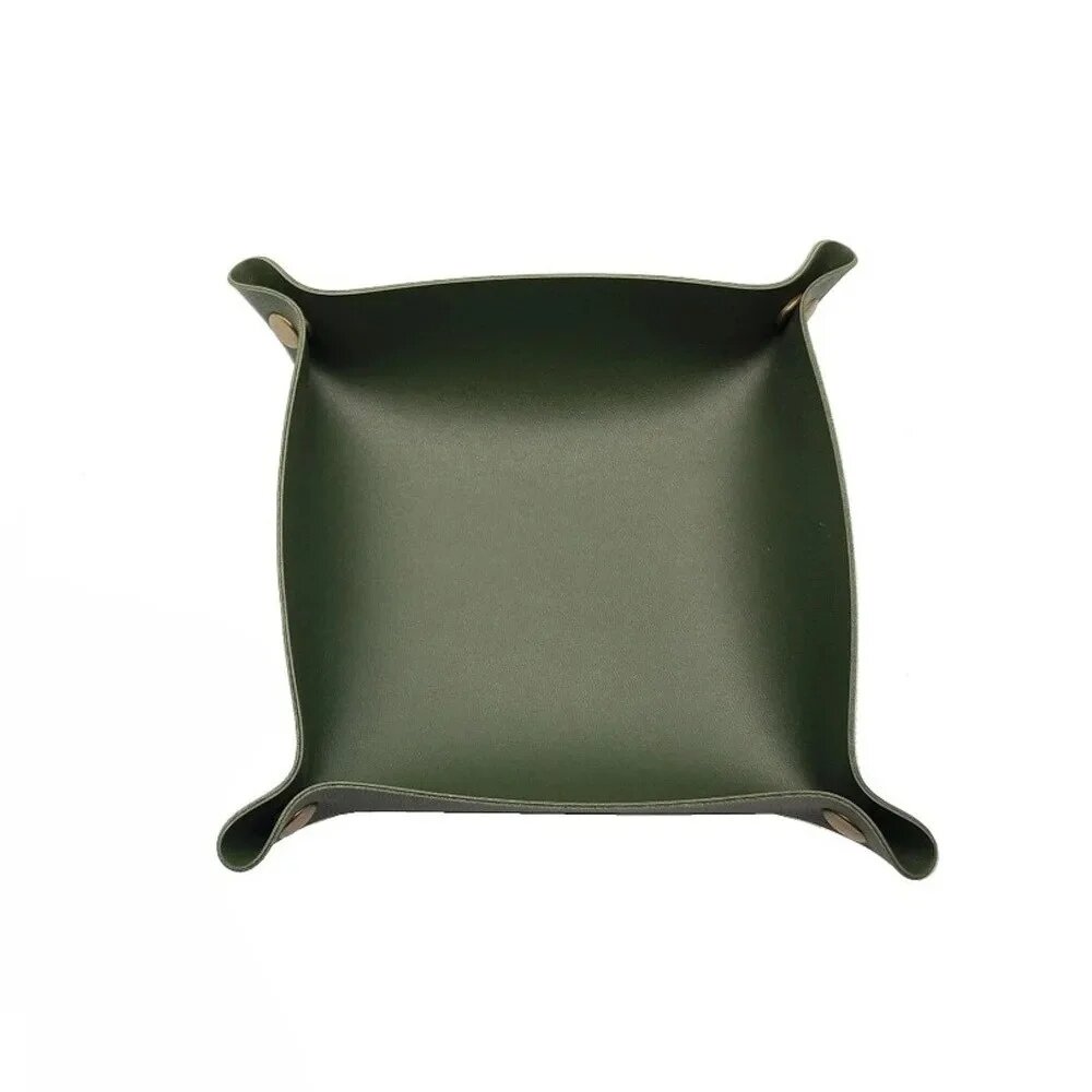 Кожаный складной поднос 20x20 см green