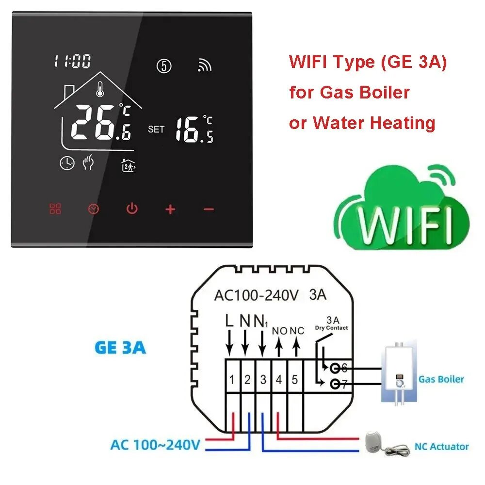 MINCO HEAT Термостат для теплого пола Tuya WiFi 3A 16A M4A-GE-HH-WIFI