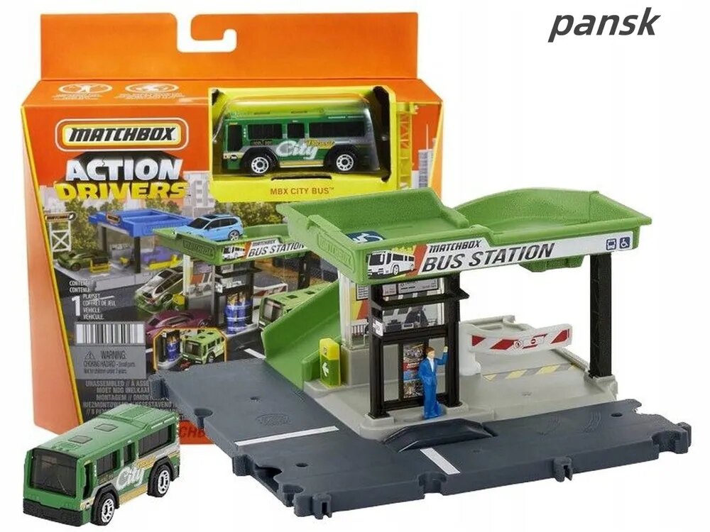 Игрушечный трек Matchbox - Набор Автовокзал Real Adventures с машинкой - HDL08