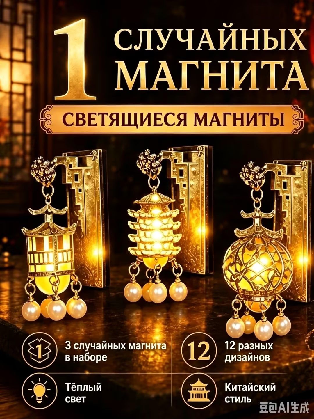 1 наклейка на холодильнике павильона в китайском стиле, украшенная бисером, уникальна